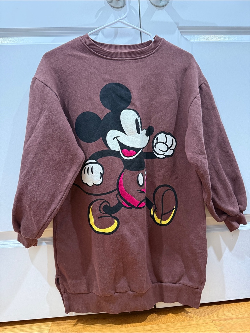 Zara Brown Kids Mickey Mouse Graphic Sweatshirt dress